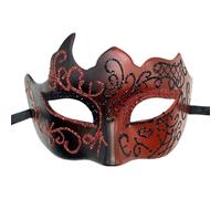 WAJJWI Maschere for travestimento dipinte in policromia da 2 pezzi. Maschere vintage veneziane for il martedì grasso per Feste a Tema(Red)