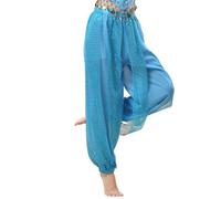 WAJJWI Pantaloni for la Pratica della Danza Adatti for Pantaloni Harem di del Ventre da Performance Elastici in Vita con Cucitura Laterale for Ballerini per Feste di Danza(Blue,XL)
