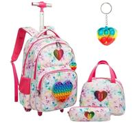WAJJWI Rolling Backpack For Girls Children's School Bag With Wheels Trolley Wheeled Backpack Set For Students Luggage With Roller per Viaggi