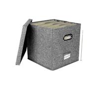 WAJJWI Sturdy Vinyl Record Storage Box 13inch/33cm Stackable LP Holder with Lid Album Organizer Linen Fabric Case Decorative Moving per Dischi
