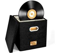 WAJJWI Vinyl Record Organizer Multi-Compartment Album Box Foldable Dust With Lid per Dischi(Black)