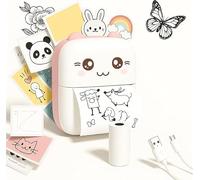 Waka Tienda Mini Stampante termica portatile. Include 1 rotolo di carta termica.Per smartphone con Bluetooth, compatibile con Android e iOS, stampa monocromatica senza inchiostro. colore rosa