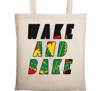 Wake and Bake - Borsa tote in cotone ecologico naturale con scritta "Smoker's Slogan Beige", Beige, Taglia unica
