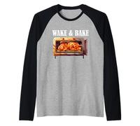Wake Bake Turkey Chef Divertente Festa del Ringraziamento Pasto Cena Maglia con Maniche Raglan