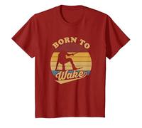 Wake Board Regali I Wakeboarder Born To Wake Graphic Maglietta, Bambini, Mirtillo Rosso, 10 Anni