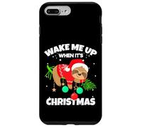 Wake Me Up When It's Christmas Funny Xmas Sloth Graphic Custodia per iPhone 7 Plus/8 Plus