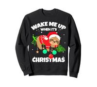 Wake Me Up When It's Christmas Funny Xmas Sloth Graphic Felpa