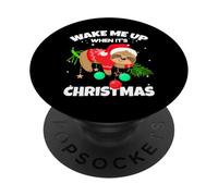 Wake Me Up When It's Christmas Funny Xmas Sloth Graphic PopSockets PopGrip Adesivo