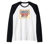Wake Up America Patriottica Americana Maglia con Maniche Raglan