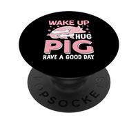 Wake Up Hug Pig Buona giornata PopSockets PopGrip Adesivo
