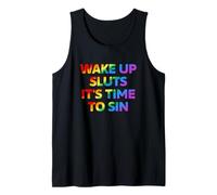 Wake Up It's Time To sin Testo Arcobaleno Divertente Canotta