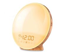 Wake up Light ,Simulazione dell'alba e Tramonto Lampada Radiosveglie da Comodino con FM Radio, 8 Suoni di Allarme 20 Livelli di Luminosità e 7 Colori Luce Notturna di Sveglia per Bambini(Color:B)