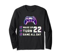 Wake Up Turn 22 Gioco all Day Gamer Checklist Design Maglia a Manica