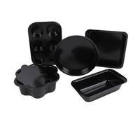 Wakects 6pcs Set di Tappeti da Forno Design Multifunzionale, Tende da Forno in Acciaio Al Carbonio con Manici di Silicone Grigio, Opuscolo di Ricette Incluso, Persino Distribuzione del (BLACK)