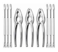 Wakects 9 Utensili per Frutti di Mare, Set di Forchette per Sgusciare Granchio con Manico Ergonomico per Feste in, Ristorante, Apri Gambe per Crostacei in Acciaio Inossidabile (Argento m)