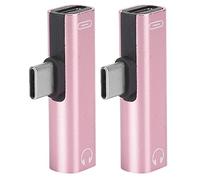 Wakects Adattatore 2 in 1 di Tipo C Adattatore di Tipo C in Lega di Alluminio con Jack da 3,5 Mm e Porta di Ricarica Supporta Musica e Ricarica per Telefoni di Tablet PC (PINK)