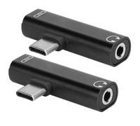 Wakects Adattatore 2 in 1 di Tipo C Adattatore di Tipo C in Lega di Alluminio con Jack da 3,5 Mm e Porta di Ricarica Supporta Musica e Ricarica per Telefoni di Tablet PC (BLACK)
