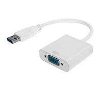 Wakects Adattatore USB 3.0 a VGA 1080p 5Gbps Cavo Display Multi (WHITE) | ABS Housing, Scheda Video Esterna, Laptop Desktop, Monitor Proiettori TV, 10 RPi, Alimentazione USB
