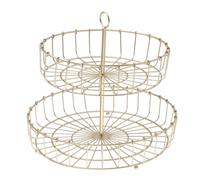 Wakects Cesto per Frutta a 2 Livelli, Vassoio Portaoggetti Rotondo in Ferro con Base Antiscivolo, Perfetto per la e le Decorazioni per le Feste