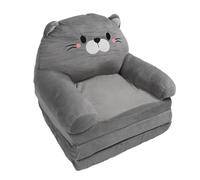 Wakects Divano per Bambini in Peluche, Sedia Pieghevole per Bambini, Divanetto per Gatti Grigi con Imbottitura in Spugna, Schienale Pieghevole Multiangolare, per Leggere, Fare un Pisolino, Giocare a