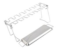 Wakects Griglia per Cosce di Pollo, Supporto per Arrostire Pollo in Acciaio Inossidabile con Leccarda, Contiene 12 Pezzi, Griglia Pieghevole per Barbecue, Forno, Affumicatura per, Cosce,