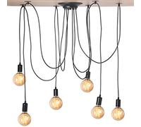 Wakects Lampadario a Ragno Retro Regolabile Fai Da Te, Industriale, 6 Supporti da Soffitto, per Pub, Caffè, Camere da Letto