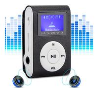 Wakects MINI Player Music Player Portatile, Display LCD da 0,8 Pollici, Design di Clamp/Holder in Metallo, Supporta la Memoria di Schede di Memoria, Casuale e Riproduzione, Batteria Agli Ioni di