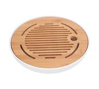 Wakects Mini Rotondo da 10 Pollici e Vassoio da tè Kung Fu Cinese Compatto, Elegante e Chic per Ufficio, Portatile e Leggero con Efficiente Raccolta dell'acqua