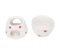 Wakects Pentola per Fonduta in Ceramica, Pentola per Sciogliere il Cioccolato con Supporto, Ideale per Formaggio e Cioccolato Fuso, Perfetta per Cene Romantiche e Riunioni Festive (Stile cuore bianco)