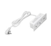 Wakects Presa A Scomparsa Multipla Scrivania, 2 Prese AC 2 Porte USB A 3000W 1.5m Cavo Alimentazione per Scrivania Piano di Lavoro Cassetto Mobile (WHITE)