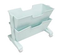 Wakects Scaffale da Scrivania Mobile a Doppio Strato, Piccola Libreria Rimovibile in PP PS, 4 Ruote Girevoli, Spazio Aperto Inclinato, 15,9 X 11,4 X 8,1 Pollici per Dormitorio, Ufficio, Aula (BLUE)