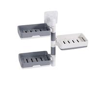 Wakects Scatola di Sapone Rotabile 3 Strati Singhi con Punzonavano il Fondo Rotante con un Efficiente Drenaggio per la Casa (Bianco e grigio misto)