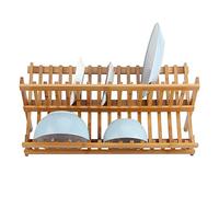 Wakects Scolapiatti in Legno di Bambù, 2 Ripiani, Grande, 45 x 19 x 21 cm, per Piatti e Bicchieri