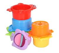 Wakects Tazze Impilabili 6 Pezzi Giocattolo Bagno Colorato Forma Pesce | Non Tossico Plastica, Gioco Acquatico e Spiaggia, Abilita Visive, Coordinazione Motoria, Apprendimento, Giocattoli da Bagno