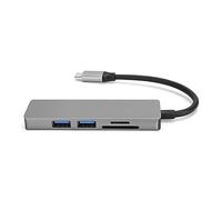Wakects USB C Hub 5 in 1, Type C to Adapter con 4K | Alloggiamento in lega di alluminio, 2 porte USB 3.0, lettore di schede SD/TF, pass-through di alimentazione PD, accessorio
