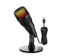 WAKEVLEO Zenbanzer - Microfono USB con modalità RGB, microfono a condensatore per PC e Mac e canto, microfono da gioco per PS4/5, Plug and Play per streaming podcast YouTube, il cavo è di 2 metri