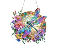 WakiHong 1 Set Libellula Diamond Painting Ornamenti Appesi,Diamond Art Campanelli Eolici,Diamond Painting Acchiappa Sole stich oggetti per Giardino Decorare Parete, Finestre, Porte