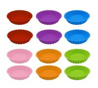 WakiHong 12 Pezzi Riutilizzata Stampo Crostata Silicone11cm,Antiaderente Teglia per Crostata Silicone Formine per Crostatine Piccole, Teglia Crostata Silicone per Torte Quiche Crostata