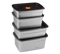 WakiHong 4 Pezzi Contenitore con Coperchio Meal Prep Boxe Contenitore Alimentare in Acciaio Inossidabile,Ermetico,a Tenuta Stagna,per Ristorante,Cucina,Congelatore a Buffet(1200+1800+2200+3200ML)