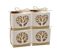 WakiHong 50 PCS Scatola Comunione Scatoline Confetti Portaconfetti in Carta L'Albero Della Vita Scatole Confetti Battesimo con Etichetta e Corda per Confetti Caramelle Regali Matrimonio Festa Regalo.