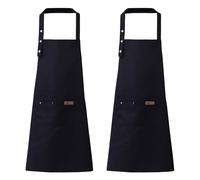WakiHong Confezione da 2 Grembiuli da Cucina per Uomo e Donna,Grembiule Cucina Nero,Impermeabile Grembiule,con 2 Tasche,per Cucina,Casa,Ristorante,Bar,Cameriere,Chef.