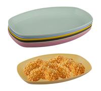 WakiHong Set di 6 Riutilizzabile Vassoio Plastica Piatti Multiuso Infrangibile Piatti Piani Ovali,6 Colori,29.2x17.6 cm,per Insalate/Torta/Dessert/Colazione