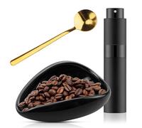 WakiHong Vassoio Dosatore per Caffè Tazze Dosatrici per Chicchi di Caffè Tazza per il Dosaggio del Caffè in Grani in Ceramica con Bottiglia Spray Cucchiaino per Gli Amanti Caffè