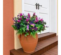 WAKISAKI Confezione da 36 piante artificiali multi-specie, realistiche, per fioriere da esterno, resistenti ai raggi UV, per tutte le condizioni atmosferiche (magenta e lavanda, 36)