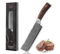 Wakoli EDIB Coltello damasco nakiri estremamente affilato con lama da 20cm realizzato con 67 strati con nucleo in acciaio VG10 Coltello da cucina e da chef in acciaio damasco con manico in lagno