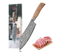 Wakoli EDIB Pro - Coltello Damasco in acciaio Damasco (Nucleo VG10), lama da 20 cm, affilato ed ergonomico, coltello in acciaio Damasco con manico in legno Pakka, in confezione regalo