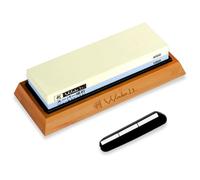 Wakoli Set di affilacoltelli 2 in 1 1000/4000 in corindone - Pietra per affilare su entrambi i lati con supporto in legno - Affilacoltelli - Blocco abrasivo - Whetstone - Sharpening Stone