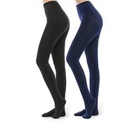 WAKUNA 2 paia collant donna 100D opachi foderati in pile termici | All Day Comfort Fit，Durable Wear-resistant，Skin-friendly & Breathable