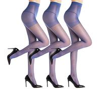 WAKUNA - confezione da 3 paia di collant per donna - 20DEN trasparenti resistenti agli strappi con comfort band senza pressione, collant a maglia fine rinforzati, Blu, XL