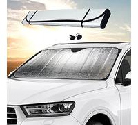 Walbox Parabrezza per auto, parasole per interni, pieghevole, con elastici e ventose, parasole per auto contro i raggi UV, parasole per parabrezza (130 x 60)